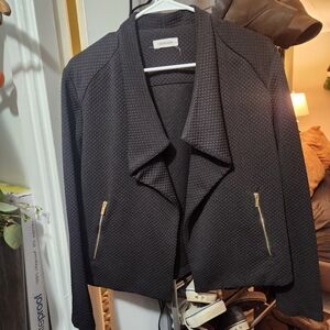 Calvin Klein Textured Black Blazer with Gold Accents